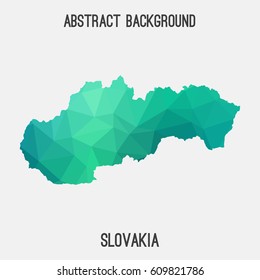 Slovakia map in geometric polygonal,mosaic style.Abstract tessellation,modern design background,low poly. Vector illustration.