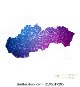 Slovakia map in geometric wireframe blue with purple polygonal style gradient graphic on white background. Vector Illustration Eps10.