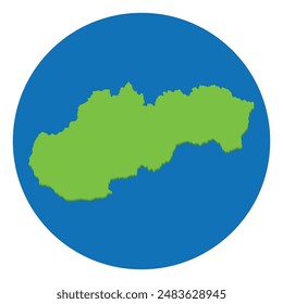 Slowakei-Karte. Karte der Slowakei im Globe-Design mit blauem Kreis