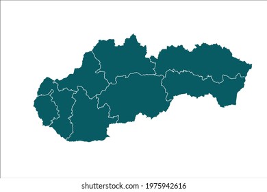 Slovakia Map Green Color on White Backgound