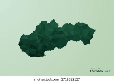 Slovakia Map - Green Polygon Style Vector Illustration, Low Poly Geometric Design with Clean Silhouette on soft green Background.