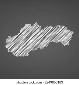 Slovakia map hand drawn sketch. Vector concept illustration flag, scribble map. Country map for infographic, brochures and presentations isolated on black background. Vector illustration.