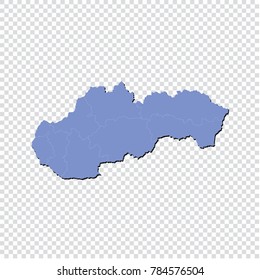 Slovakia map - High detailed blue map of Slovakia. Slovakia map isolated on transparent background.