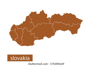 mapa de eslovaquia alto detallado sobre el fondo blanco. Resumen de diseño de ilustración vectorial eps 10. Color naranja.