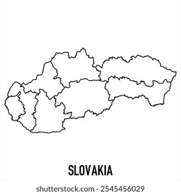 Icono de mapa de Eslovaquia aislado sobre fondo blanco. Mapa de esquema. Icono de línea simple. Ilustración vectorial
