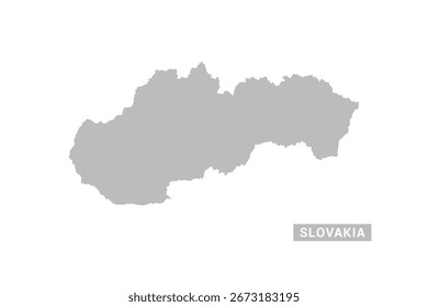 Mapa de Eslovaquia - Ilustración vectorial plana mínima en negro y gris, aislada sobre fondo blanco, ideal para infografías, uso educativo, informes y presentaciones.