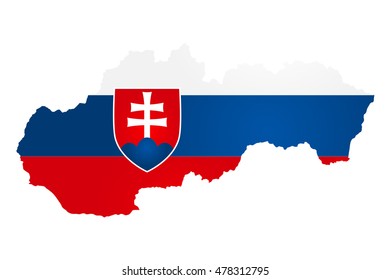 Slovakia map with national flag