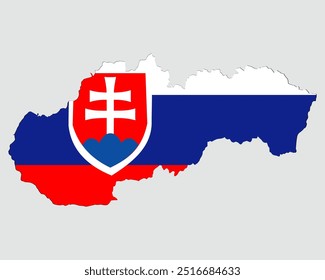 Mapa de Eslovaquia con bandera nacional. Ilustración vectorial	