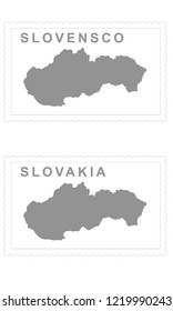 Slovakia map on the postage stamp vector
