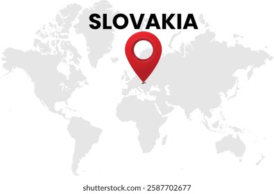 Slovakia map on transparent background. Slovakia map with country highlighted with location symbol. Vector illustration of Slovakia map with pin location.