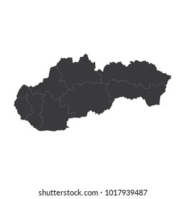 Slovakia map on white background vector, Slovakia Map Outline Shape Black on White Vector Illustration, High detailed black illustration map -Slovakia.