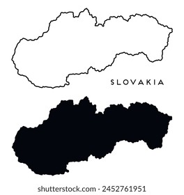 Eslovaquia mapa delineado y conjunto de Vector negro