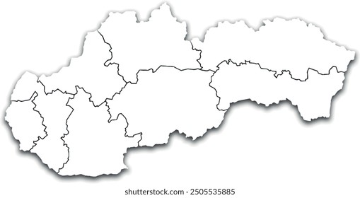 SLOVAKIA MAP WITH ITS PROVINCES AND POLITICAL ADMINISTRATIVE DIVISIONS