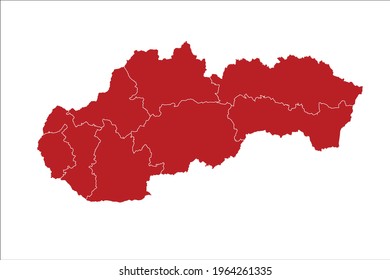 Slovakia Map Red Color on White Backgound