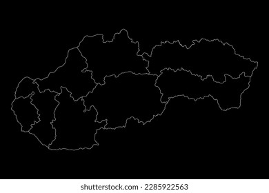 Slovakia map with regions. Vector illustration.