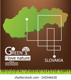 Slovakia map. Save world. Green concept vector illustration.