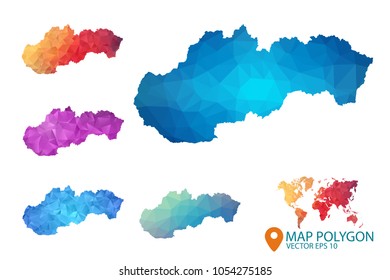 Slovakia Map - Set of geometric rumpled triangular low poly style gradient graphic background , Map world polygonal design for your . Vector illustration eps 10.