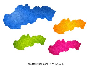 Mapa de Eslovaquia - Conjunto de fondo gráfico de gradiente triangular triangular triangular de bajo estilo de polo geométrico, diseño poligonal para su ,Vector eps 10.