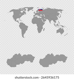 Mapa da Eslováquia com a localização do mundo.