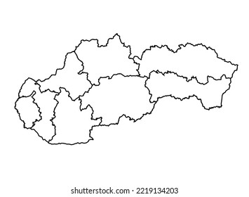 Slovakia Map shadow in minimal line outline thin shape isolated vector illustration