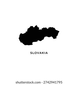 Slovakia map silhouette black and white vector illustration country outline on white background