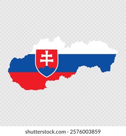 Slovakia map silhouette with flag.