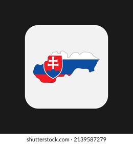 Slovakia map silhouette with flag on white background