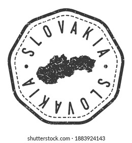 Marca Retro de sello de mapa de Eslovaquia. Pasaporte postal de Silhouette. Icono del vector de redondeo de sellado. Diseño de rehenes de insignia vintage.