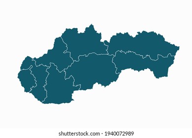 Slovakia map vector. blue color on white background.
