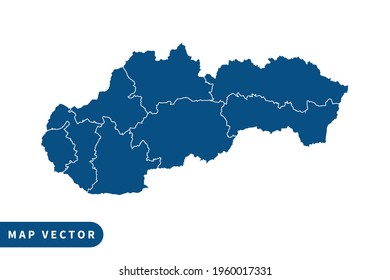 Slovakia map vector, blue color . on white background. vector eps 10.