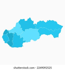 Slovakia map vector. Colored political map. Administrative division, regions.