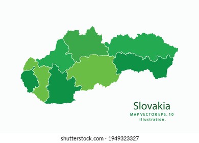 Slovakia map. Vector eps10. green color. on white backgrounds.