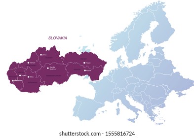 slovakia map. vector of europe countries map. 