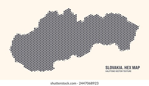 Slovakia Map Vector Hexagonal Halftone Pattern Isolate On Light Background. Hex Texture in the Form of a Map of Slovakia. Modern Technological Contour Map of Slovakia for Design or Business Projects