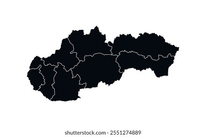 Ícone do vetor Slovakia Map. Mapa de Eslováquia Black Silhouette.