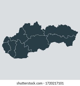slovakia map vector, isolated on gray background