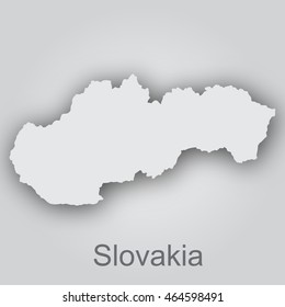 Slovakia map with white paper silhouette with shadows on white isolated background.Vector Illustration EPS10.