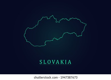 Slovakia Map - World Map International vector template with thin green outline or outline graphic sketch style and green color isolated on dark background - Vector illustration eps 10