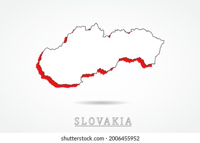 Slovakia Map - World Map International vector template with red and outline graphic sketch style isolated on white background - Vector illustration eps 10