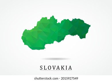 Mapa de Eslovaquia - Mapa Mundial Plantilla vectorial internacional, estilo de polígono bajo con color verde aislado en fondo blanco - Ilustración vectorial eps 10