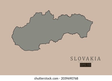 Mapa de Eslovaquia - Mapa Mundial Plantilla vectorial internacional con estilo clásico antiguo y color gris en el mapa aislado en fondo marrón - Ilustración vectorial eps 10