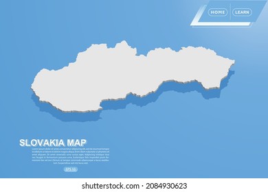 Slovakia Map - World map International vector template with isometric style including shadow, white color on blue background for design, website, infographic - Vector illustration eps 10