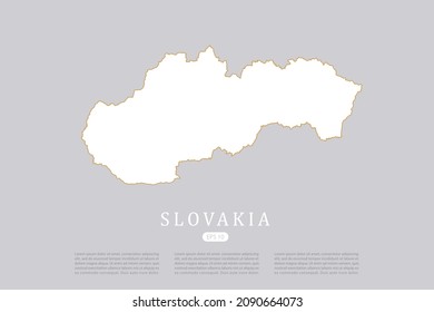 Slovakia Map - World Map International vector template with white color and thin gold outline graphic sketch style isolated on grey background for design - Vector illustration eps 10