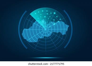 Slovakia Map - World Map International vector template with futuristic circle radar style HUD, GUI, UI interface isolated on blue background for design, infographic - Vector illustration eps 10