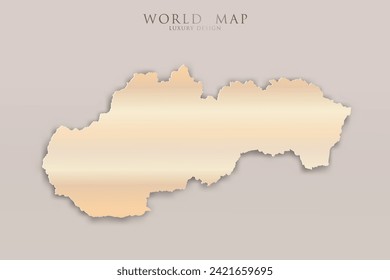 Mapa de Eslovaquia - Mapa mundial Planilla vectorial internacional con 3D, diseño de lujo dorado incluyendo sombra sobre fondo brillante para diseño, educación, sitio web, infografía - Ilustración vectorial eps 10