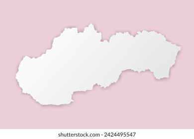 Eslovaquia Mapa - Mapa del mundo Plantilla de vector internacional con estilo de corte de papel que incluye sombra y color blanco sobre fondo rosa para diseño, educación, sitio web - Ilustración vectorial eps 10