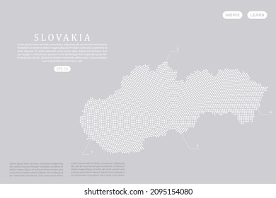 Slovakia Map - World map vector template with White dots, grid, grunge, halftone style isolated on grey background for education, infographic, design, website - Vector illustration eps 10