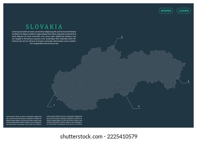 Slovakia Map - World map vector template with Grey dots, grid, grunge, halftone style isolated on green background for education, infographic, design, website, banner - Vector illustration eps 10
