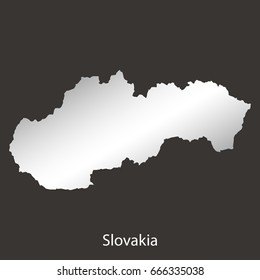 Slovakia map,border with chrome,metal shine gradient. Vector illustration