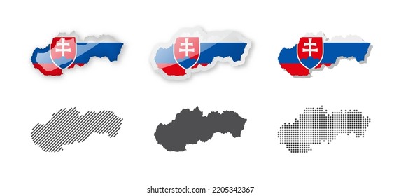 Slovakia - Maps Collection. Six maps of different designs. Set of vector illustrations